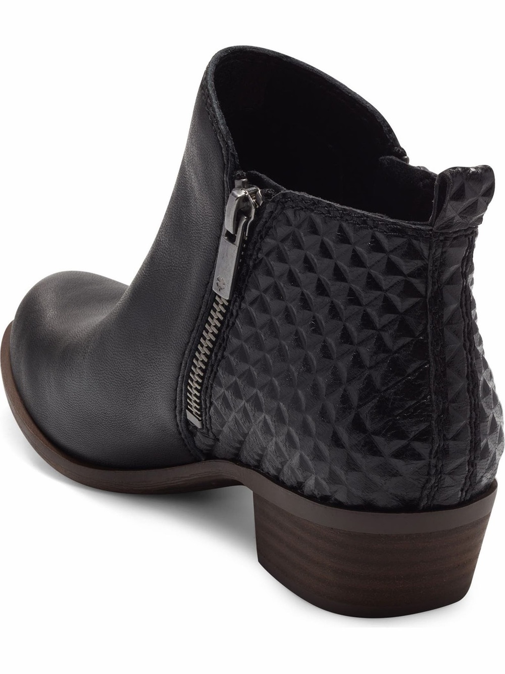 Lucky Brand Basel Side-Zip Textured Ankle Bootie in Black Black (8.5)